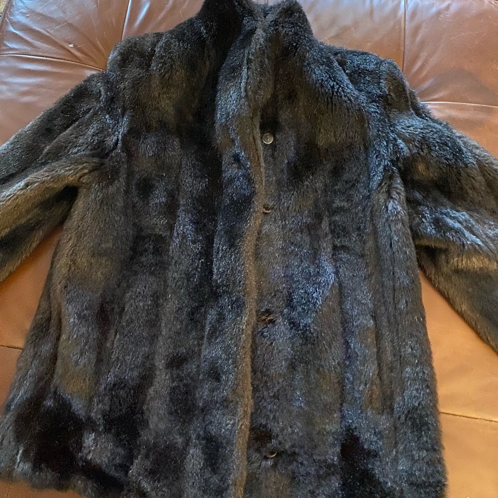 Beautiful dark brown faux fur coat